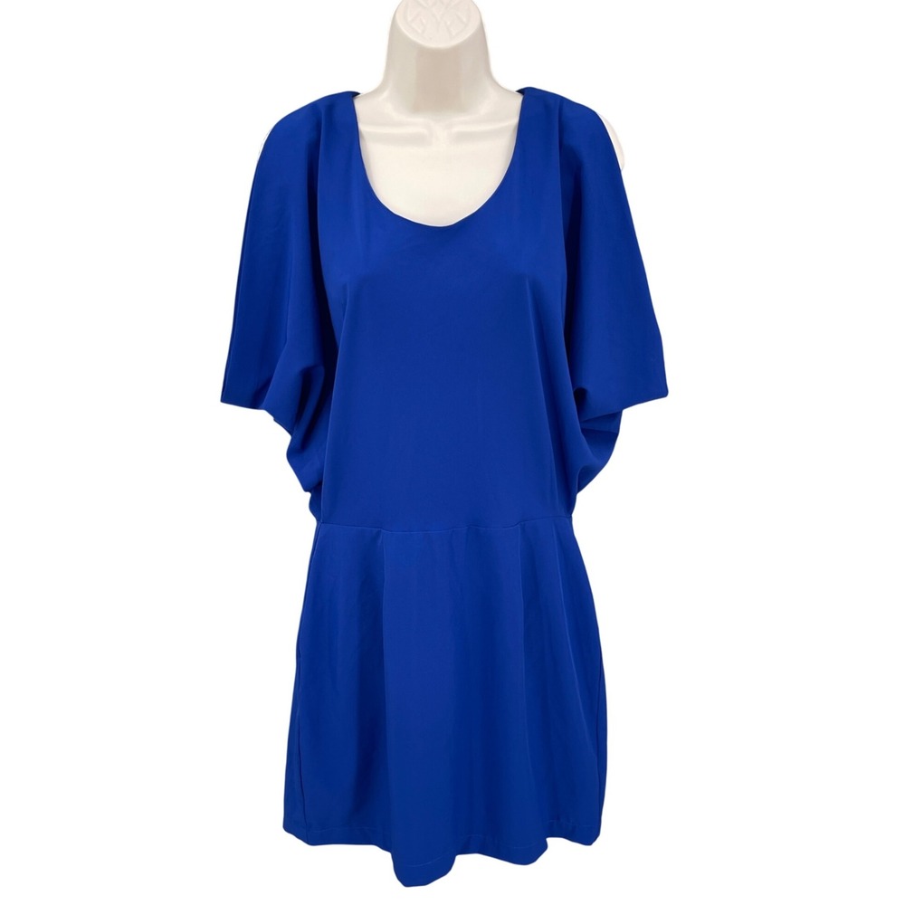 S.Y.L.K.‎ Artsy Blue Dress Art to Wear Party Avant Garde Peplum Sexy Mini Size L